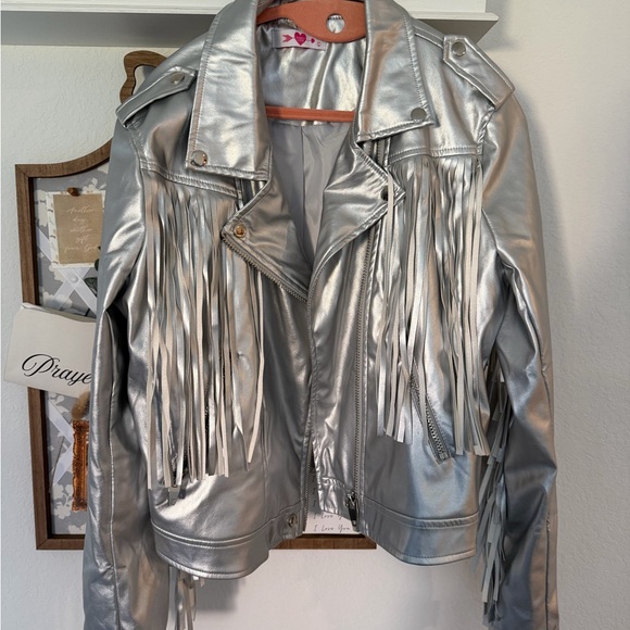 Buddy Love Jackets & Blazers - Buddy Love Metallic Silver Fringe Jacket